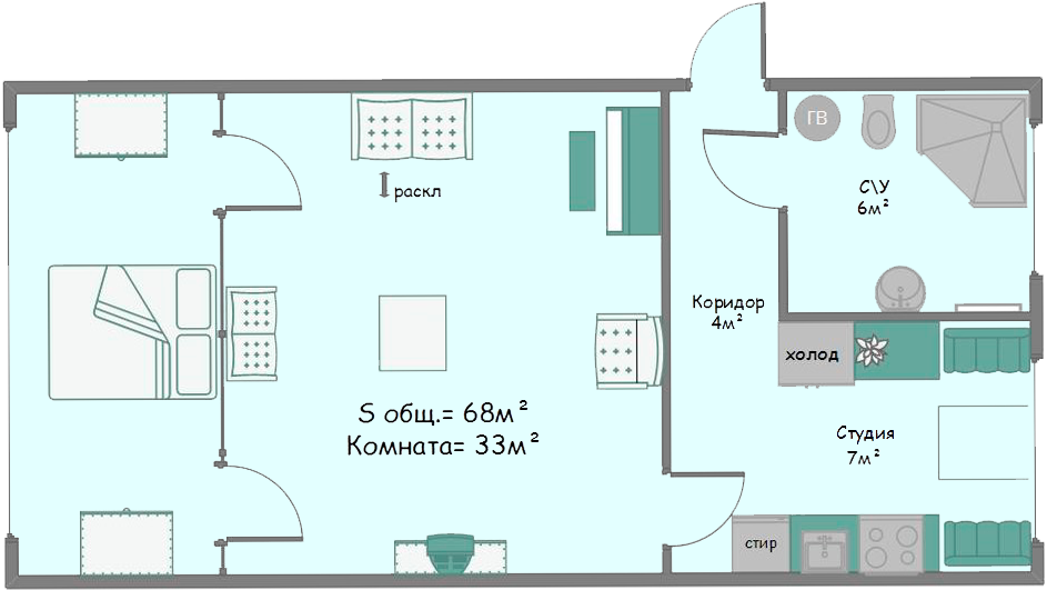 План-схема номера «Вена» в апарт-отеле «Европа», Евпатория